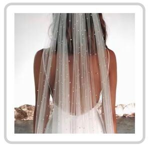 Elegant Handmade White Pearl Cathedral Wedding  Veil